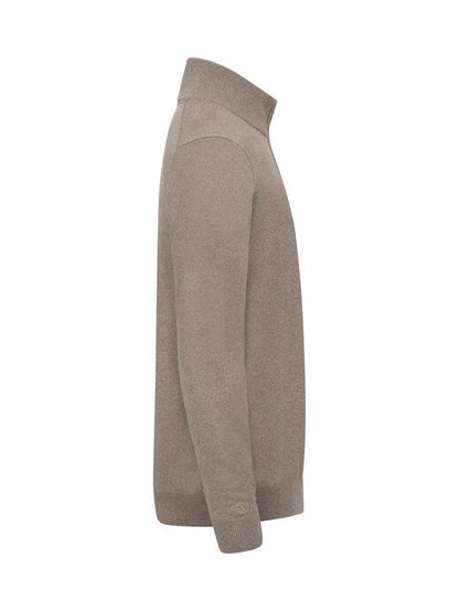 Cutter & Buck C&B Oakville Half Zip Sweater - Nougat Melange