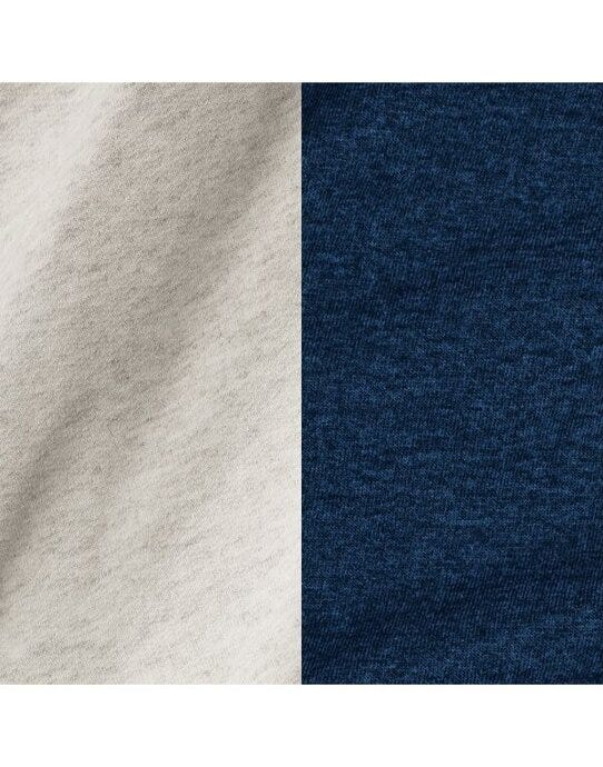 Jerzees NuBlend® Varsity Col-Block Hood - Oatmeal Heather/ Indigo Heather