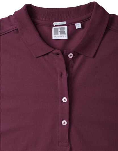 Russell Athletic Russell Ladies Fitted Stretch Polo - Burgundy