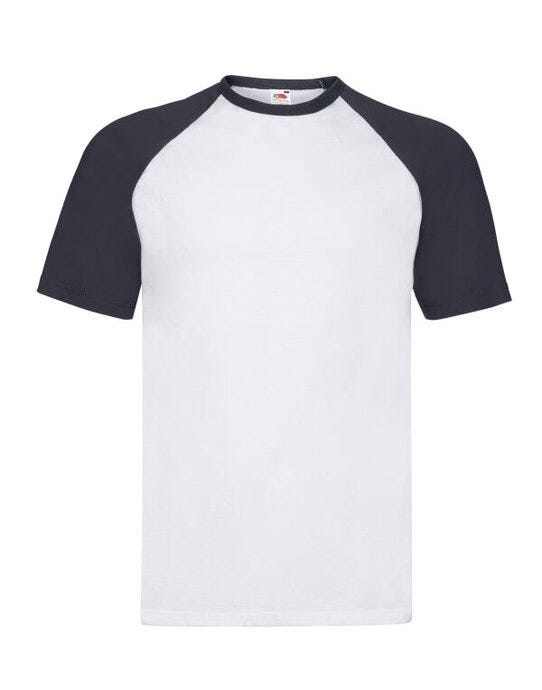 Fruit Of The Loom FOTL Mens Valueweight SS Baseball T - White/Deep Navy