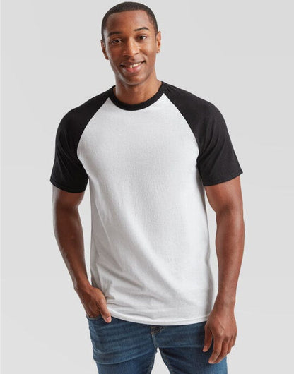 Fruit Of The Loom FOTL Mens Valueweight SS Baseball T - White/Black