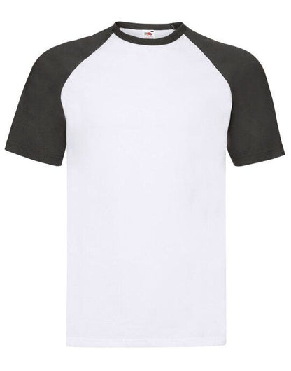 Fruit Of The Loom FOTL Mens Valueweight SS Baseball T - White/Black