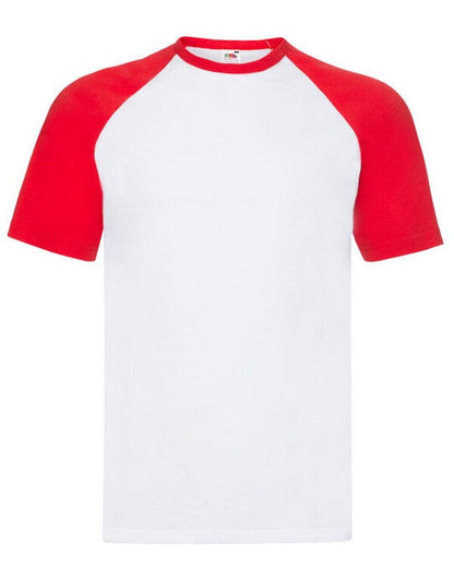 Fruit Of The Loom FOTL Mens Valueweight SS Baseball T - White/Red