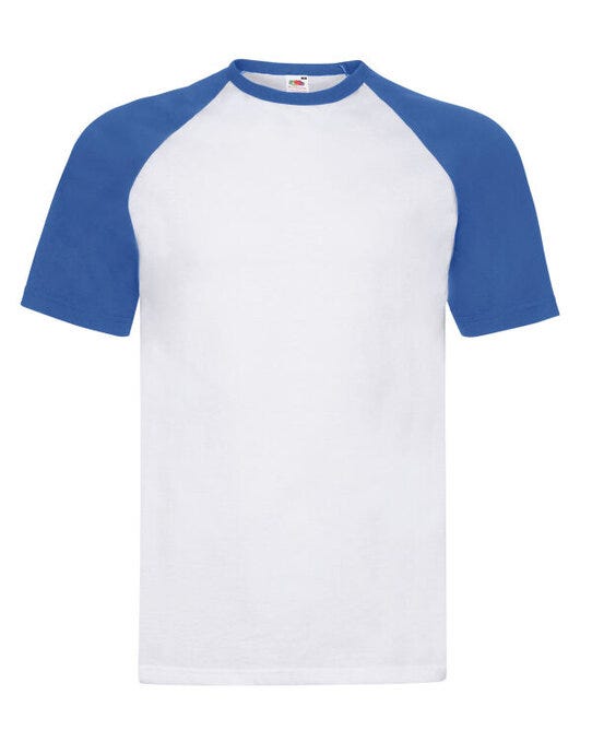Fruit Of The Loom FOTL Mens Valueweight SS Baseball T - White/Royal Blue