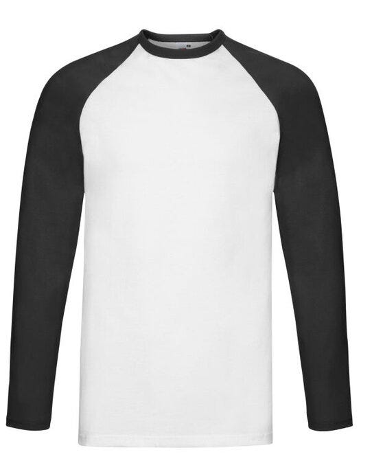 Fruit Of The Loom FOTL Mens Valueweight LS Baseball T - White/Black
