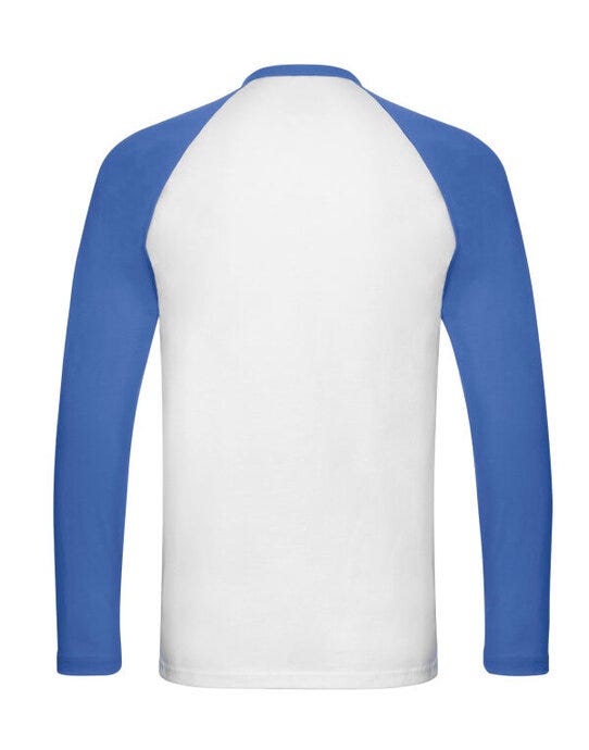 Fruit Of The Loom FOTL Mens Valueweight LS Baseball T - White/Royal Blue