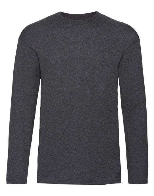 Fruit Of The Loom FOTL Mens Valueweight Long Sleeve T - Dark Heather
