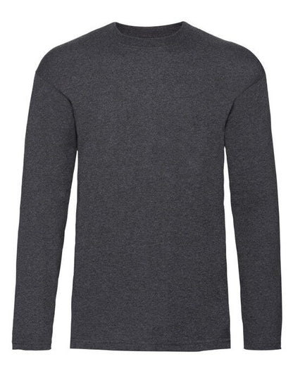 Fruit Of The Loom FOTL Mens Valueweight Long Sleeve T - Dark Heather