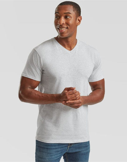 Fruit Of The Loom FOTL Mens Valueweight V-Neck T - Heather Grey