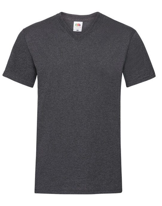 Fruit Of The Loom FOTL Mens Valueweight V-Neck T - Dark Heather