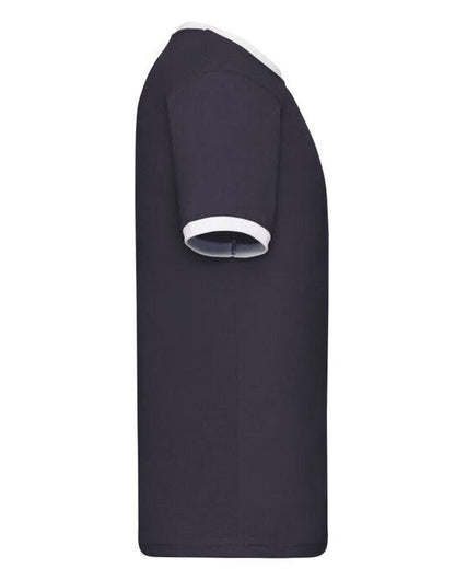 Fruit Of The Loom FOTL Mens Valueweight Ringer T - Navy/White
