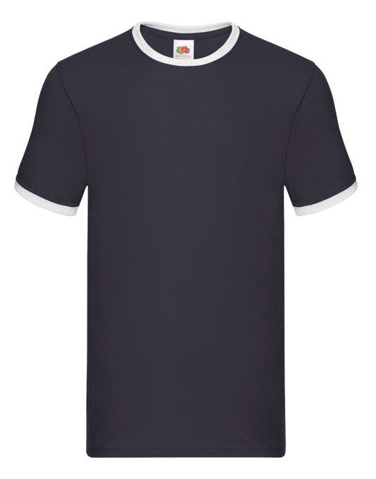 Fruit Of The Loom FOTL Mens Valueweight Ringer T - Navy/White