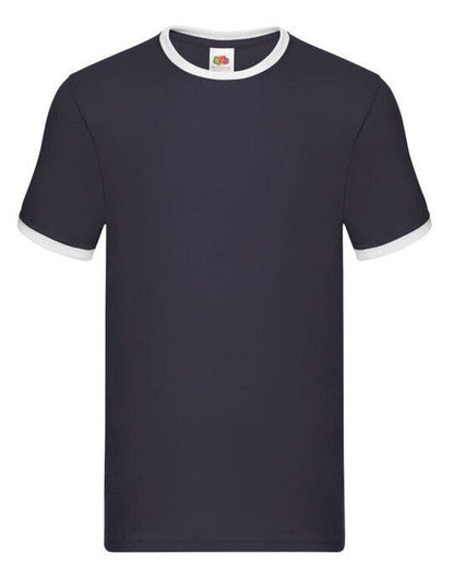 Fruit Of The Loom FOTL Mens Valueweight Ringer T - Navy/White