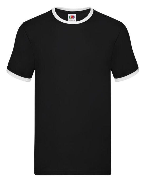 Fruit Of The Loom FOTL Mens Valueweight Ringer T - Black/White