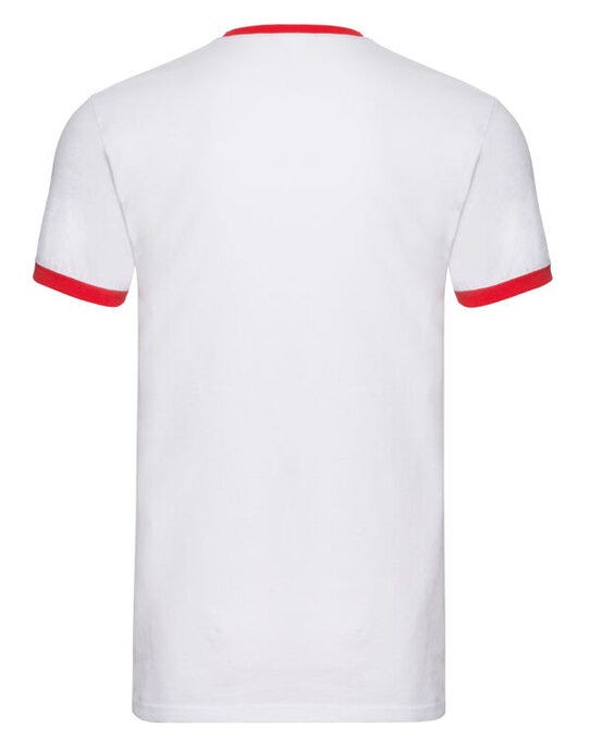 Fruit Of The Loom FOTL Mens Valueweight Ringer T - White/Red