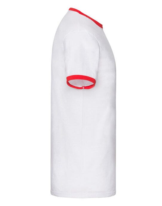 Fruit Of The Loom FOTL Mens Valueweight Ringer T - White/Red
