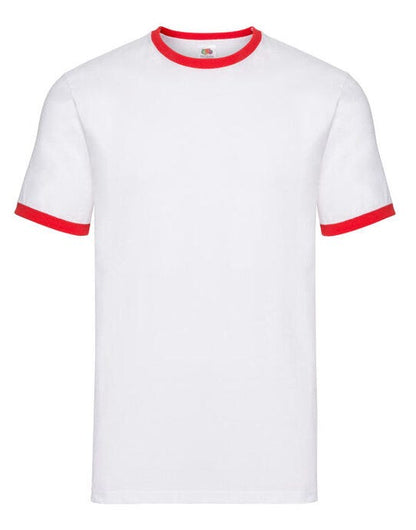 Fruit Of The Loom FOTL Mens Valueweight Ringer T - White/Red