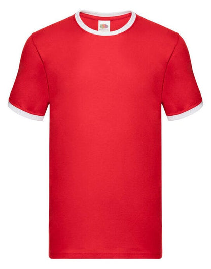 Fruit Of The Loom FOTL Mens Valueweight Ringer T - Red/White