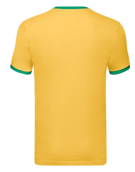 Fruit Of The Loom FOTL Mens Valueweight Ringer T - Sunflower/Kelly Green