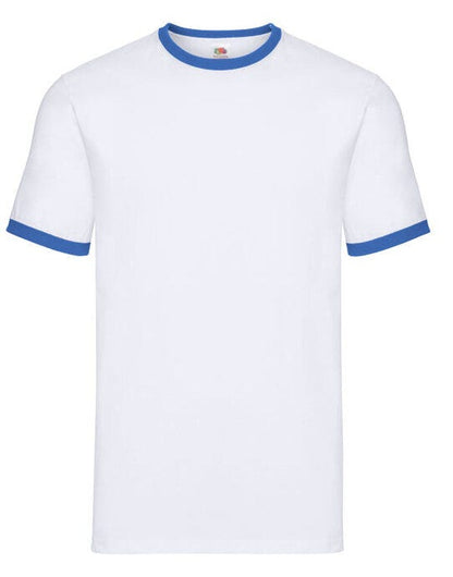 Fruit Of The Loom FOTL Mens Valueweight Ringer T - White/Royal Blue