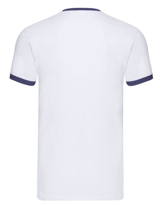 Fruit Of The Loom FOTL Mens Valueweight Ringer T - White/Navy