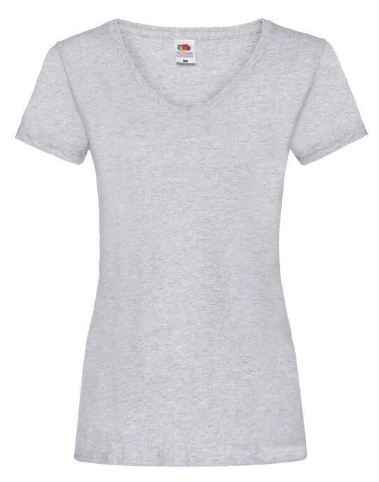 Fruit Of The Loom FOTL Ladies Valueweight V Neck T - Heather Grey