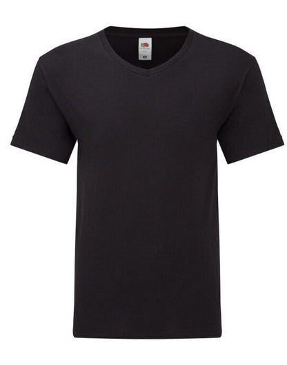 Fruit Of The Loom FOTL Mens Iconic 150 V-Neck T - Black