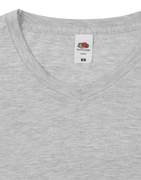 Fruit Of The Loom FOTL Mens Iconic 150 V-Neck T - Heather Grey