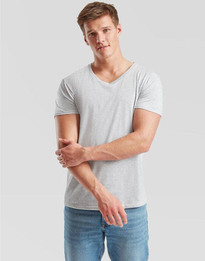 Fruit Of The Loom FOTL Mens Iconic 150 V-Neck T - Heather Grey