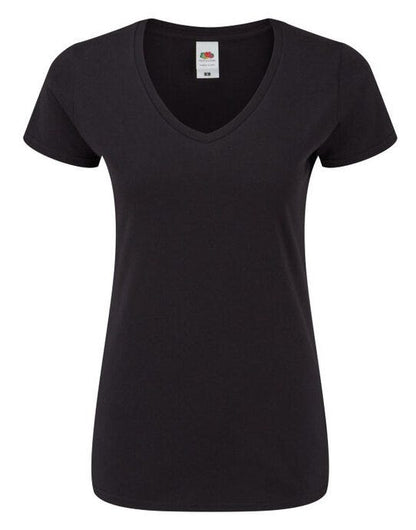 Fruit Of The Loom FOTL Ladies Iconic 150 V-Neck T - Black