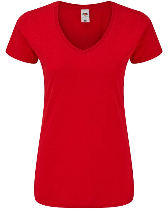 Fruit Of The Loom FOTL Ladies Iconic 150 V-Neck T - Red