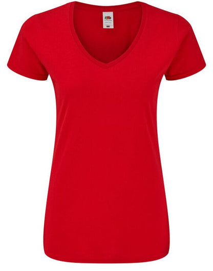 Fruit Of The Loom FOTL Ladies Iconic 150 V-Neck T - Red