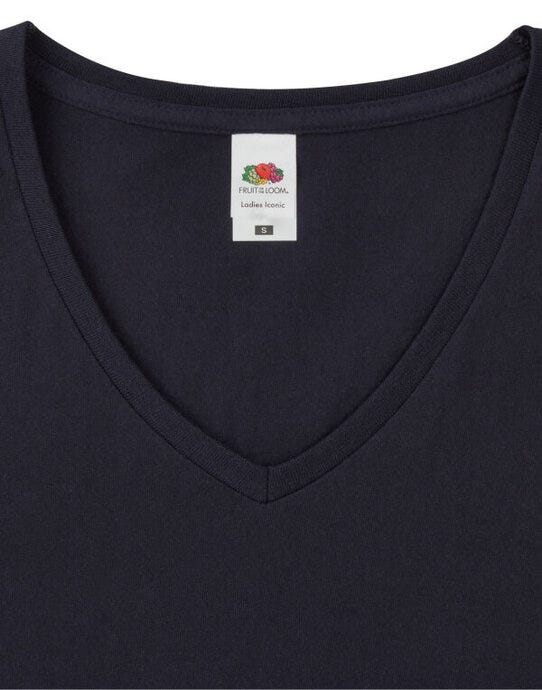 Fruit Of The Loom FOTL Ladies Iconic 150 V-Neck T - Deep Navy