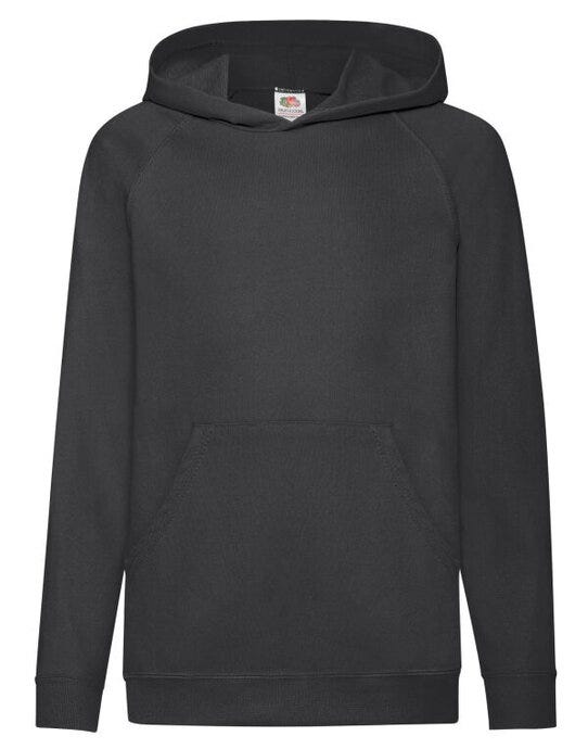 Fruit Of The Loom FOTL Kids Lightweight Hooded Sweat - Black