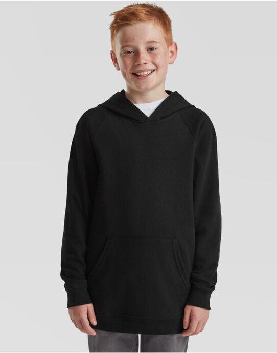 Fruit Of The Loom FOTL Kids Lightweight Hooded Sweat - Black