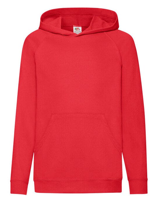 Fruit Of The Loom FOTL Kids Lightweight Hooded Sweat - Red