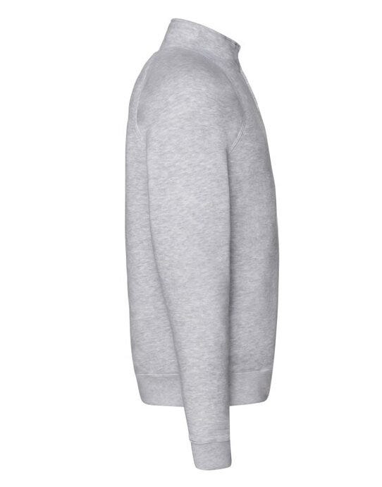 Fruit Of The Loom FOTL Mens Premium Zip Neck Sweat - Heather Grey