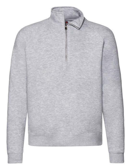 Fruit Of The Loom FOTL Mens Premium Zip Neck Sweat - Heather Grey