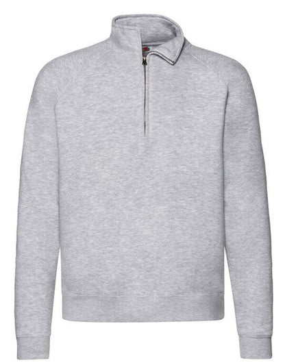 Fruit Of The Loom FOTL Mens Premium Zip Neck Sweat - Heather Grey