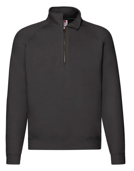 Fruit Of The Loom FOTL Mens Premium Zip Neck Sweat - Black