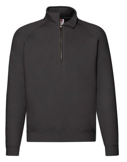 Fruit Of The Loom FOTL Mens Premium Zip Neck Sweat - Black