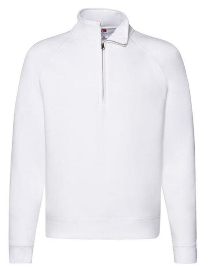 Fruit Of The Loom FOTL Mens Premium Zip Neck Sweat - White