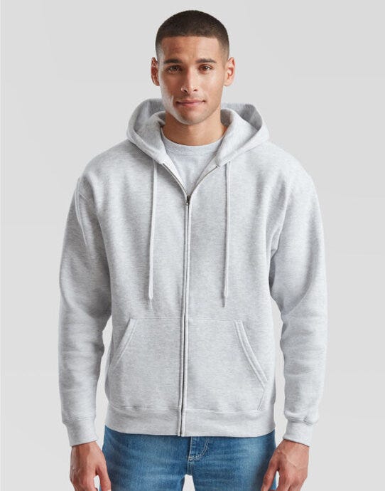 Fruit Of The Loom FOTL Mens Premium Hooded Sweat Jkt - Heather Grey