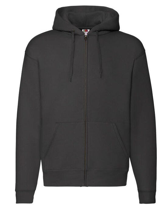 Fruit Of The Loom FOTL Mens Premium Hooded Sweat Jkt - Black