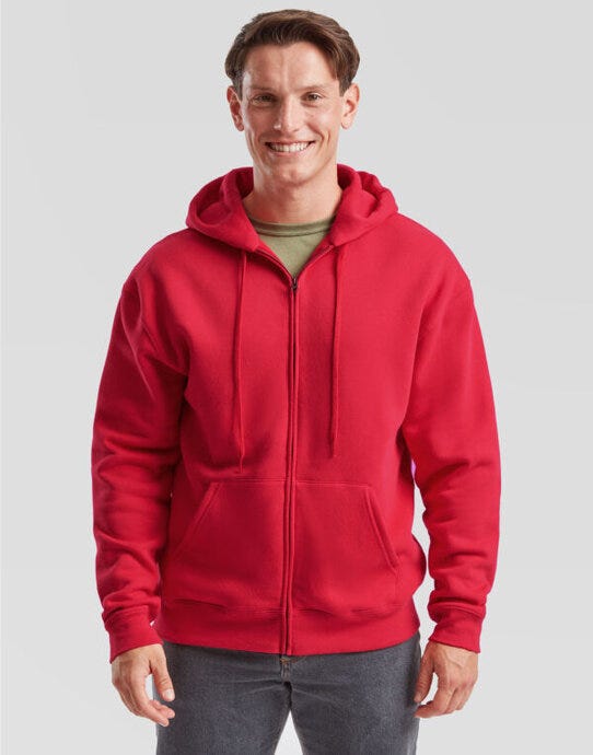 Fruit Of The Loom FOTL Mens Premium Hooded Sweat Jkt - Red