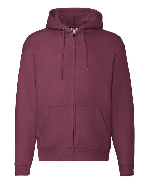 Fruit Of The Loom FOTL Mens Premium Hooded Sweat Jkt - Burgundy