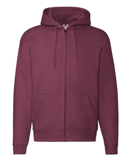 Fruit Of The Loom FOTL Mens Premium Hooded Sweat Jkt - Burgundy