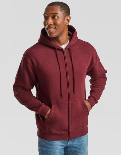 Fruit Of The Loom FOTL Mens Premium Hooded Sweat Jkt - Burgundy