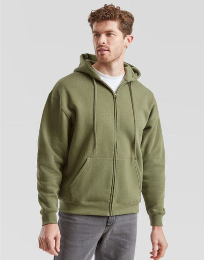 Fruit Of The Loom FOTL Mens Premium Hooded Sweat Jkt - Classic Olive