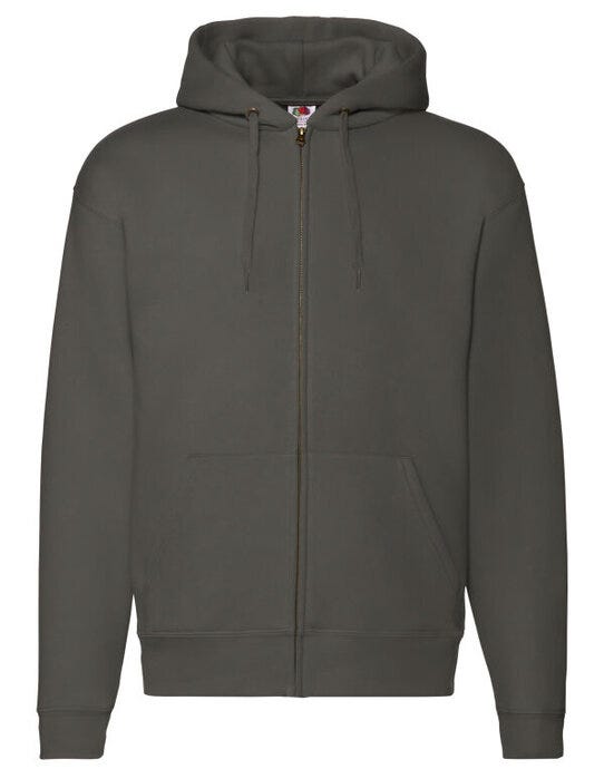 Fruit Of The Loom FOTL Mens Premium Hooded Sweat Jkt - Charcoal